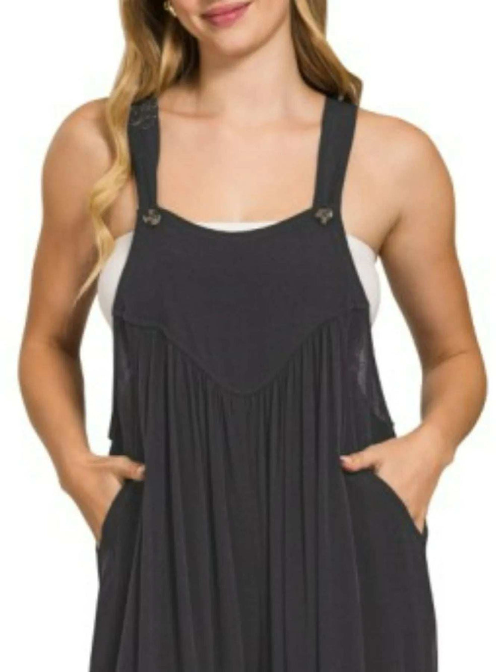 Zenana Woven Rayon Crepe Wide Leg Overalls - Trendsi - Flyclothing LLC