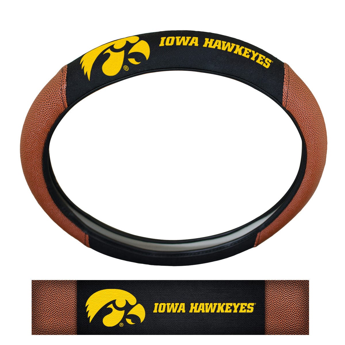 Iowa Hawkeyes Football Grip Steering Wheel Cover 15" Diameter - Iowa