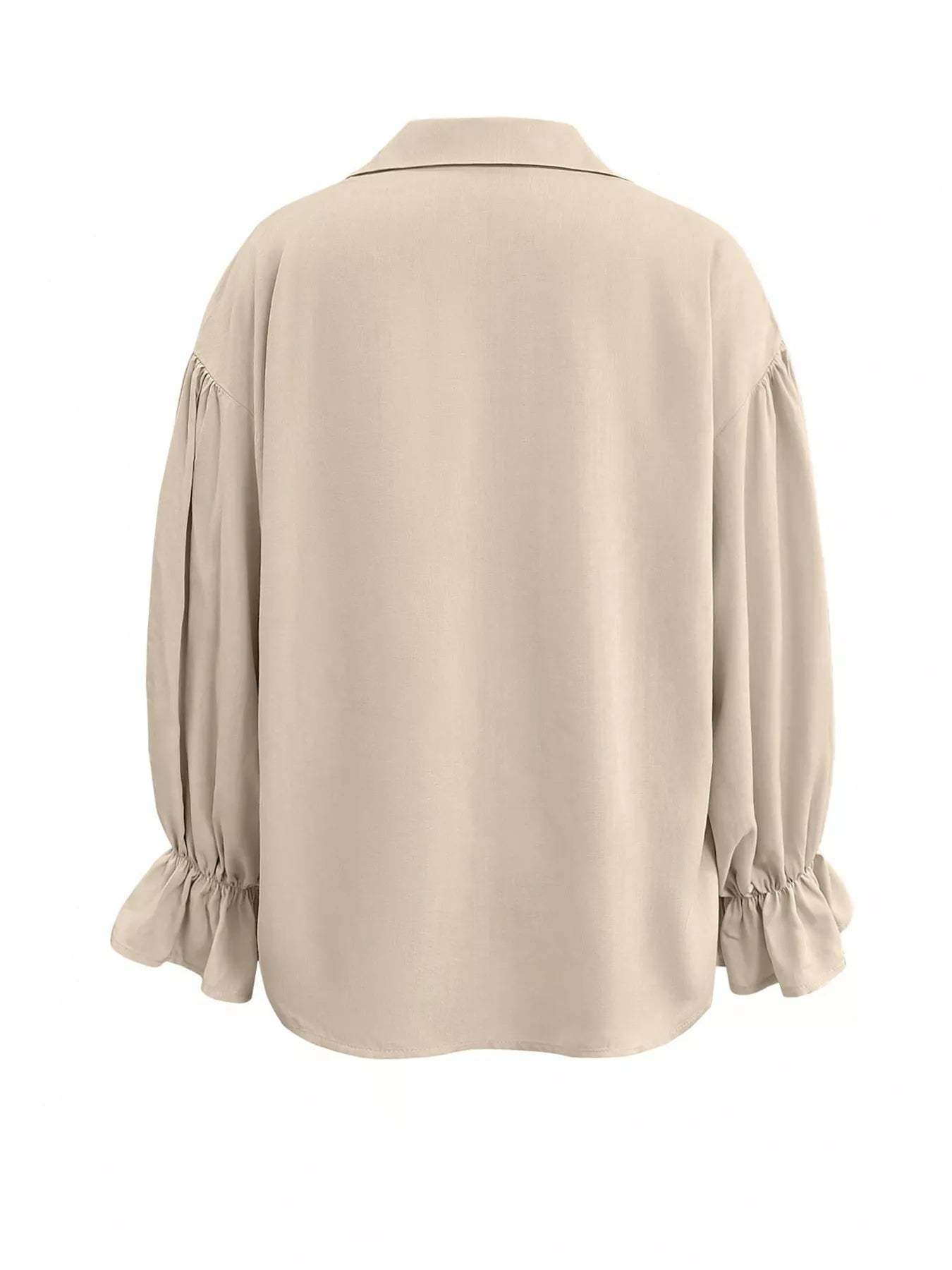 Button Up Flounce Sleeve Shirt - Trendsi - Flyclothing LLC