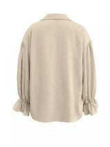 Button Up Flounce Sleeve Shirt - Trendsi - Flyclothing LLC