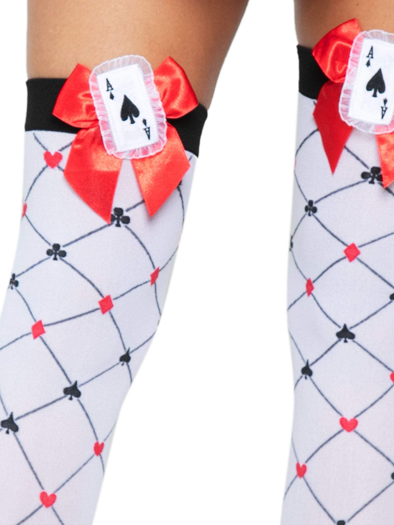Card Suit Thigh High Stockings