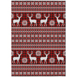8' X 10' Red Black And Ivory Deer Washable Indoor Outdoor Area Rug - Homeroots - Flyclothing LLC