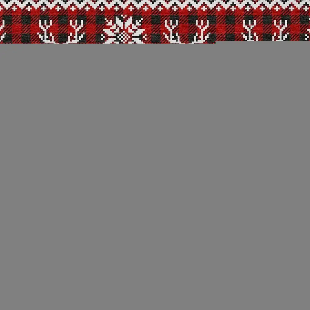 10' X 14' Red Black And Ivory Deer Washable Indoor Outdoor Area Rug - Homeroots - Flyclothing LLC