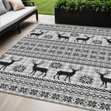 5' X 8' Silver Black And Ivory Deer Washable Indoor Outdoor Area Rug - Homeroots - Flyclothing LLC