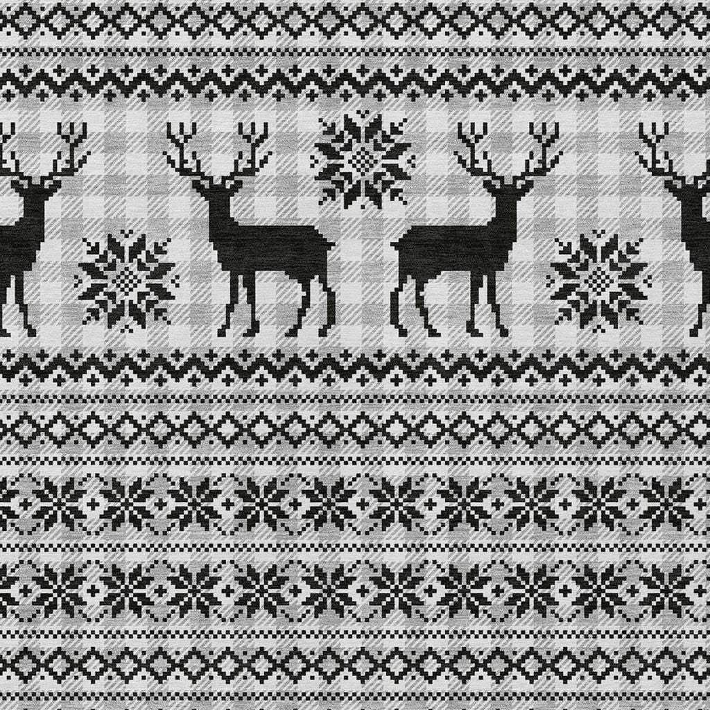 8' X 10' Silver Black And Ivory Deer Washable Indoor Outdoor Area Rug - Homeroots - Flyclothing LLC