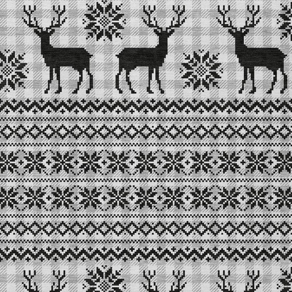 9' X 12' Silver Black And Ivory Deer Washable Indoor Outdoor Area Rug - Homeroots - Flyclothing LLC