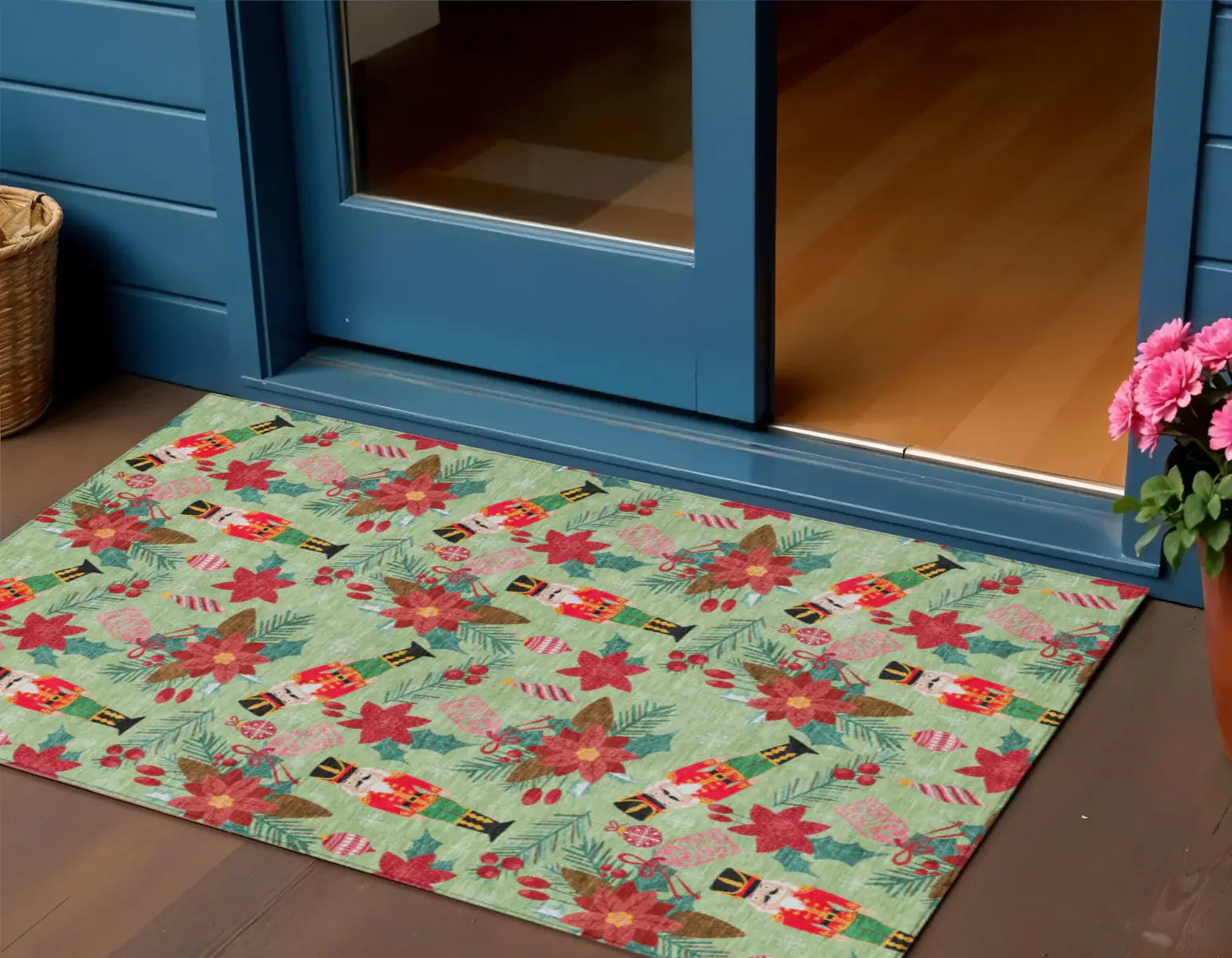 3' X 5' Artichoke Green Red Black Pink And Brown Floral Washable Indoor Outdoor Area Rug - Homeroots - Flyclothing LLC