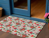 3' X 5' Beige Red Black Pink And Brown Floral Washable Indoor Outdoor Area Rug - Homeroots - Flyclothing LLC