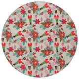 8' Beige Red Black Pink And Brown Round Floral Washable Indoor Outdoor Area Rug - Homeroots - Flyclothing LLC