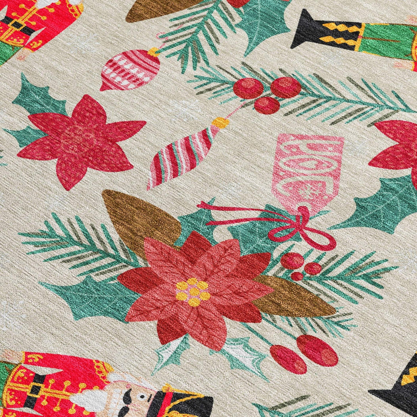 8' X 10' Beige Red Black Pink And Brown Floral Washable Indoor Outdoor Area Rug - Homeroots - Flyclothing LLC