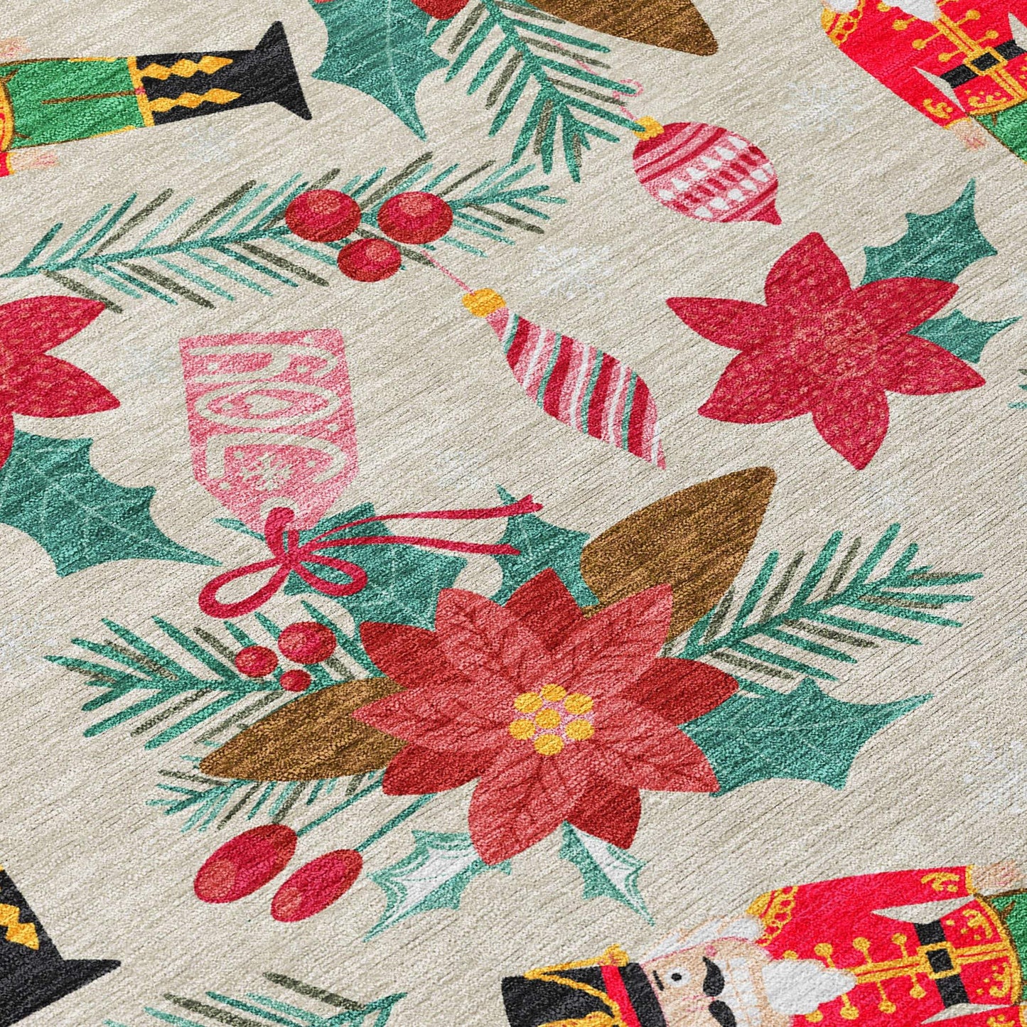 8' X 10' Beige Red Black Pink And Brown Floral Washable Indoor Outdoor Area Rug - Homeroots - Flyclothing LLC