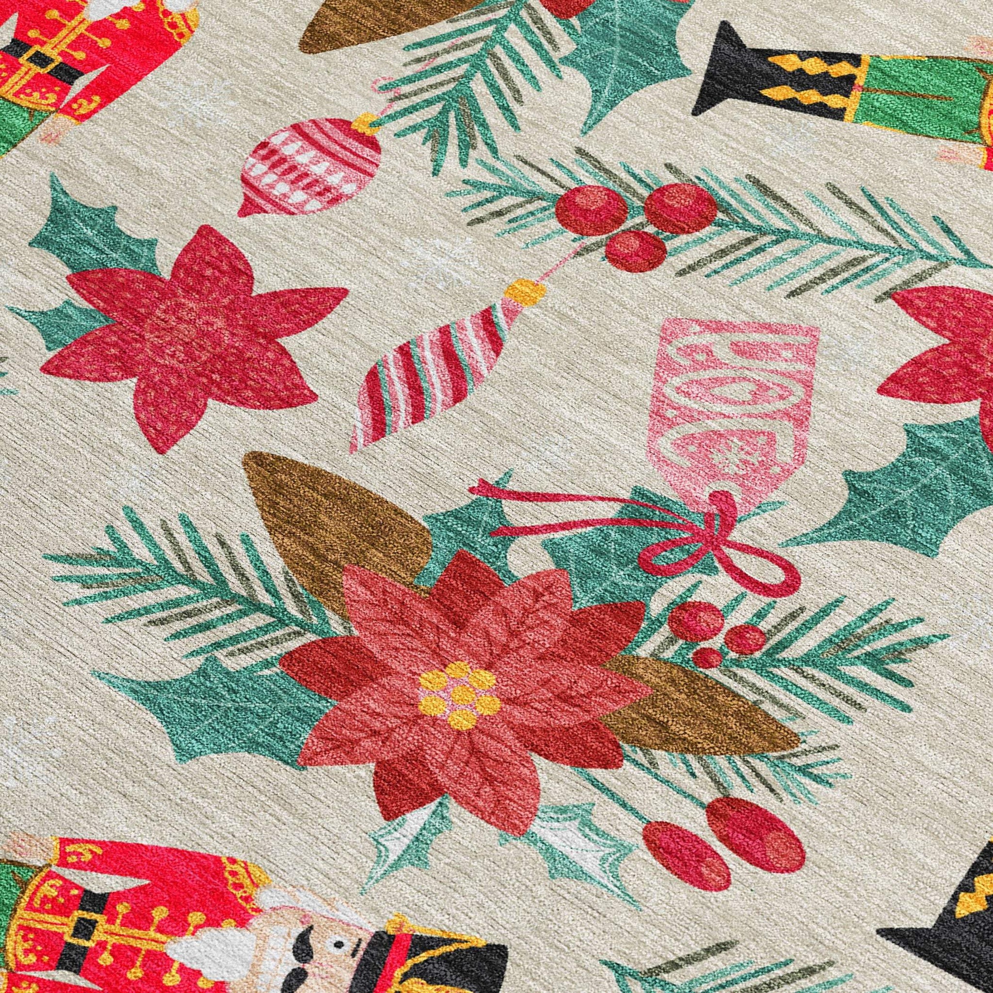 10' X 14' Beige Red Black Pink And Brown Floral Washable Indoor Outdoor Area Rug - Homeroots - Flyclothing LLC
