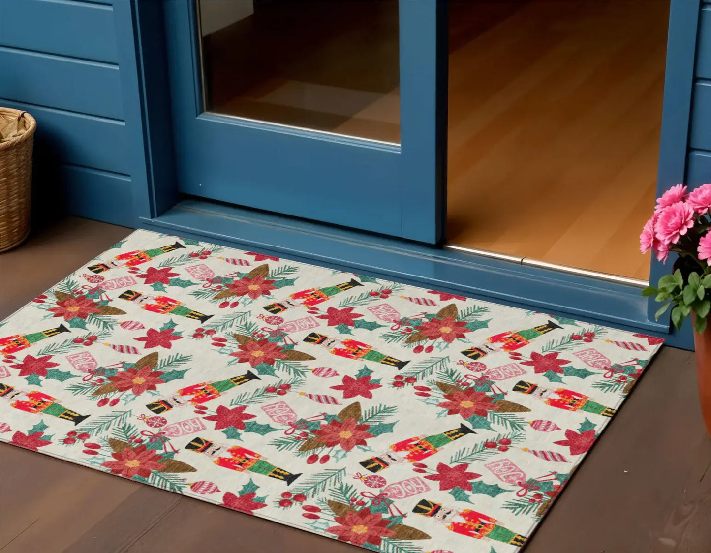 3' X 5' Ivory Red Black Pink And Brown Floral Washable Indoor Outdoor Area Rug - Homeroots - Flyclothing LLC
