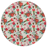 8' Ivory Red Black Pink And Brown Round Floral Washable Indoor Outdoor Area Rug - Homeroots - Flyclothing LLC