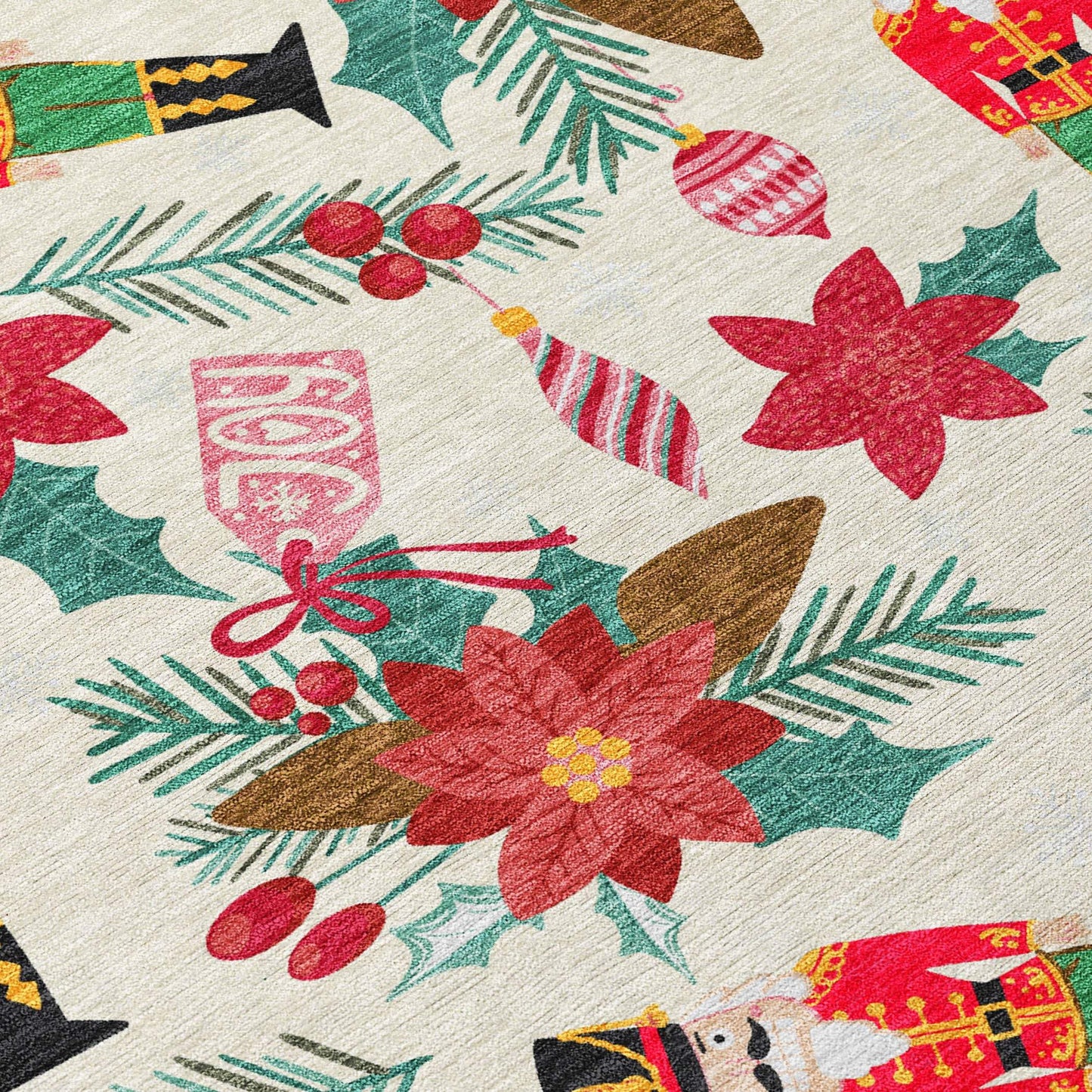 8' X 10' Ivory Red Black Pink And Brown Floral Washable Indoor Outdoor Area Rug - Homeroots - Flyclothing LLC