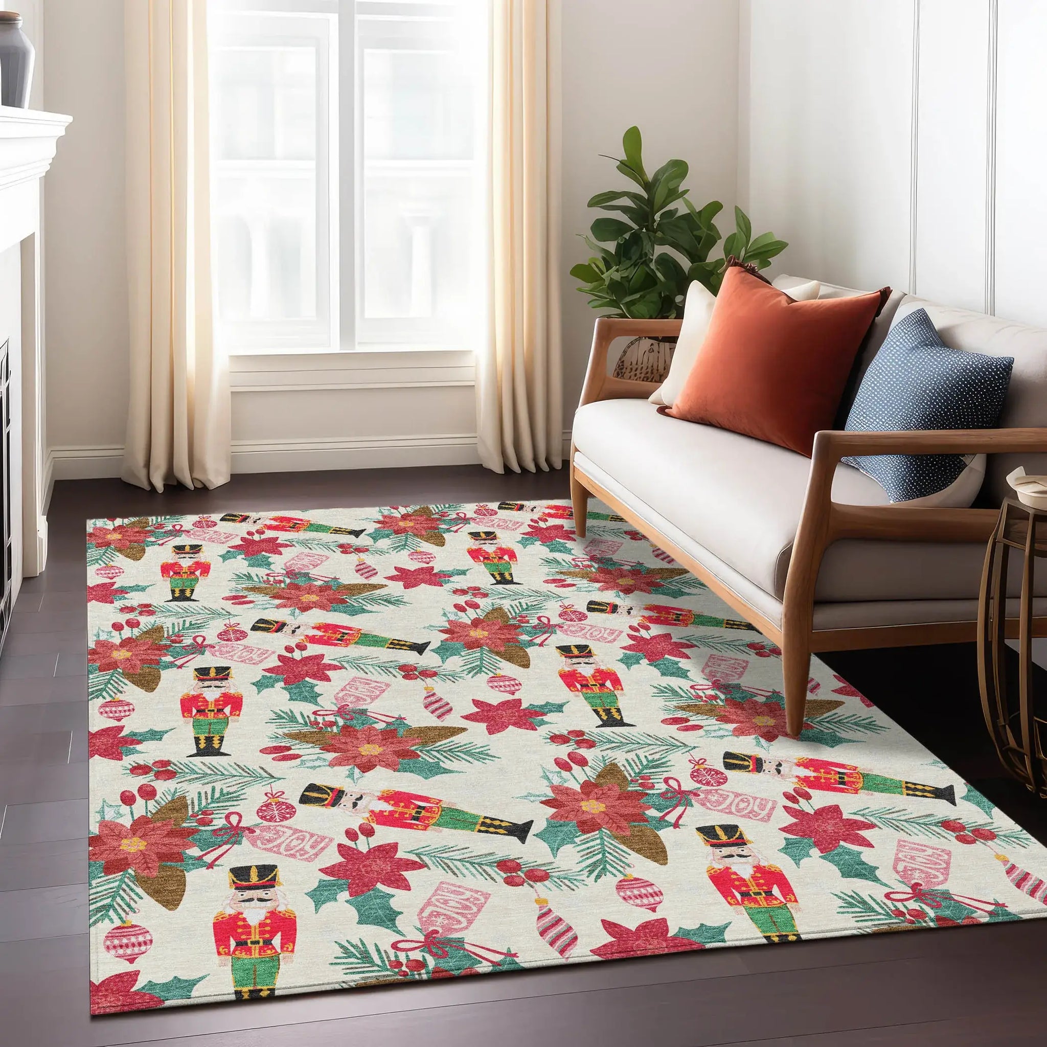 9' X 12' Ivory Red Black Pink And Brown Floral Washable Indoor Outdoor Area Rug - Homeroots - Flyclothing LLC