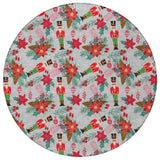 8' Silver Red Black Pink And Brown Round Floral Washable Indoor Outdoor Area Rug - Homeroots - Flyclothing LLC