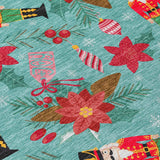 9' X 12' Teal Blue Red Black Pink And Brown Floral Washable Indoor Outdoor Area Rug - Homeroots - Flyclothing LLC