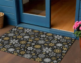 3' X 5' Black Gold And Gray Snowflake Washable Indoor Outdoor Area Rug - Homeroots - Flyclothing LLC