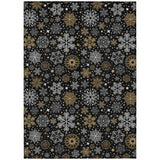 3' X 5' Black Gold And Gray Snowflake Washable Indoor Outdoor Area Rug - Homeroots - Flyclothing LLC
