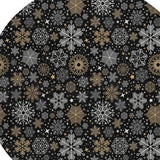 8' Black Gold And Gray Round Snowflake Washable Indoor Outdoor Area Rug - Homeroots - Flyclothing LLC