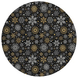 8' Black Gold And Gray Round Snowflake Washable Indoor Outdoor Area Rug - Homeroots - Flyclothing LLC