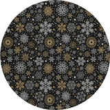 8' Black Gold And Gray Round Snowflake Washable Indoor Outdoor Area Rug - Homeroots - Flyclothing LLC