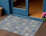 3' X 5' Gray Blue And Ivory Snowflake Washable Indoor Outdoor Area Rug - Homeroots - Flyclothing LLC