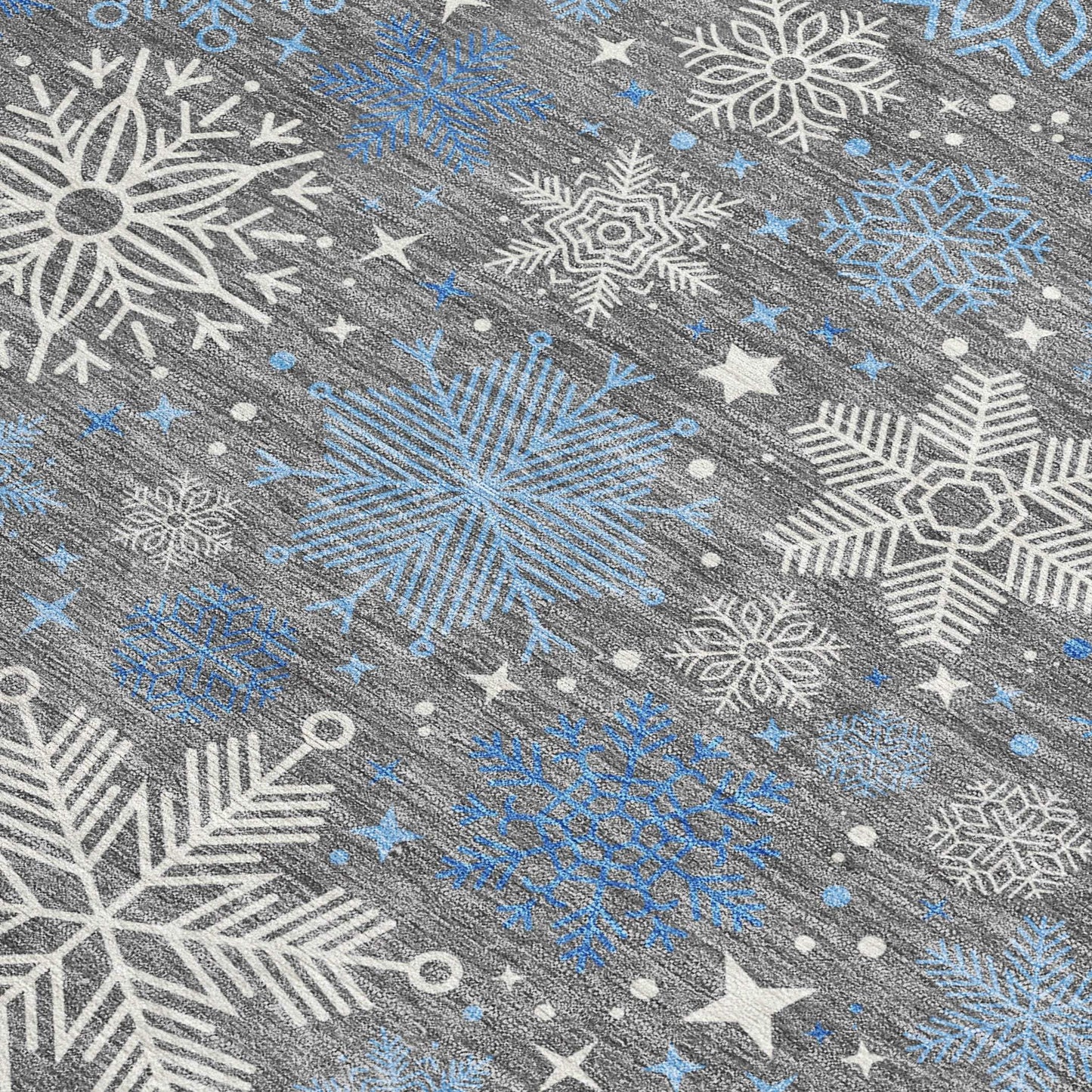 5' X 8' Gray Blue And Ivory Snowflake Washable Indoor Outdoor Area Rug - Homeroots - Flyclothing LLC
