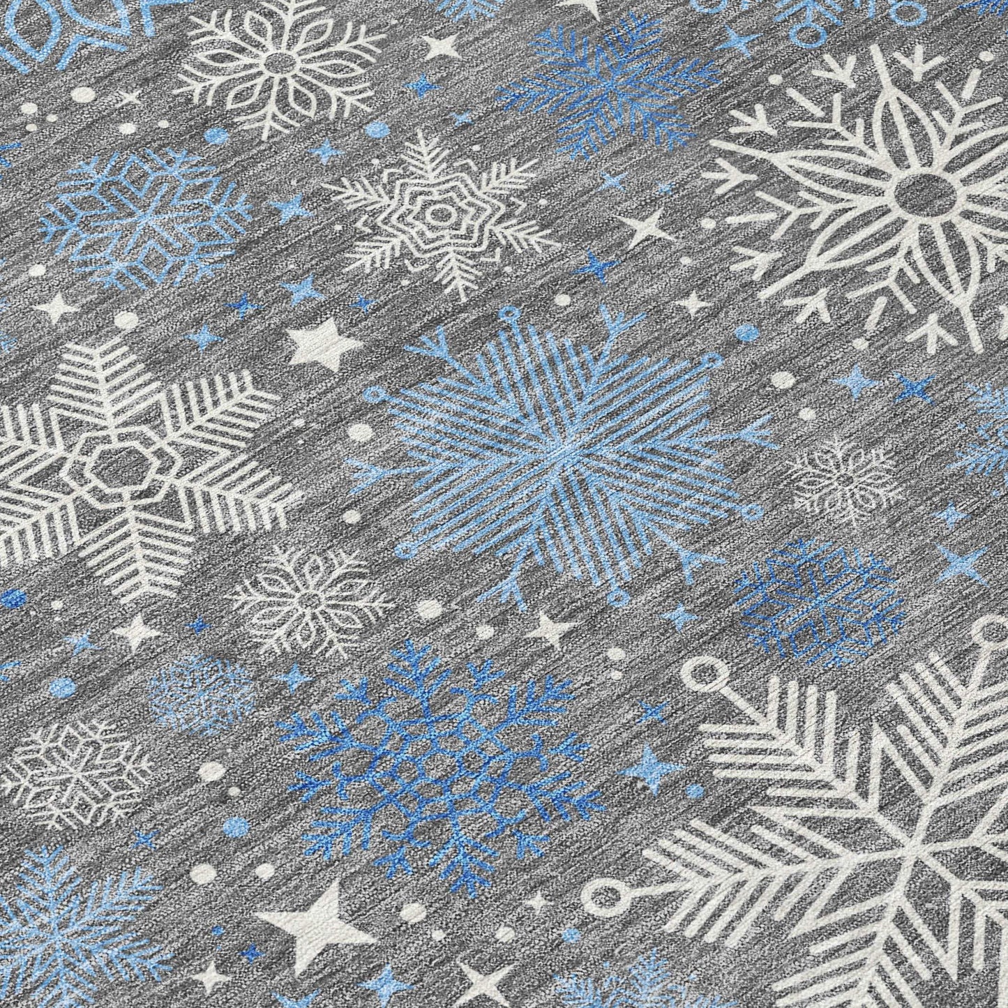 5' X 8' Gray Blue And Ivory Snowflake Washable Indoor Outdoor Area Rug - Homeroots - Flyclothing LLC