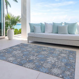 8' X 10' Gray Blue And Ivory Snowflake Washable Indoor Outdoor Area Rug - Homeroots - Flyclothing LLC