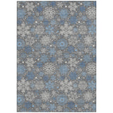 9' X 12' Gray Blue And Ivory Snowflake Washable Indoor Outdoor Area Rug - Homeroots - Flyclothing LLC