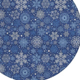 8' Navy Blue Ivory And Sky Blue Round Snowflake Washable Indoor Outdoor Area Rug - Homeroots - Flyclothing LLC