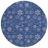 8' Navy Blue Ivory And Sky Blue Round Snowflake Washable Indoor Outdoor Area Rug - Homeroots - Flyclothing LLC