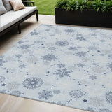 5' X 8' Sky Blue Navy Blue And Ivory Snowflake Washable Indoor Outdoor Area Rug - Homeroots - Flyclothing LLC