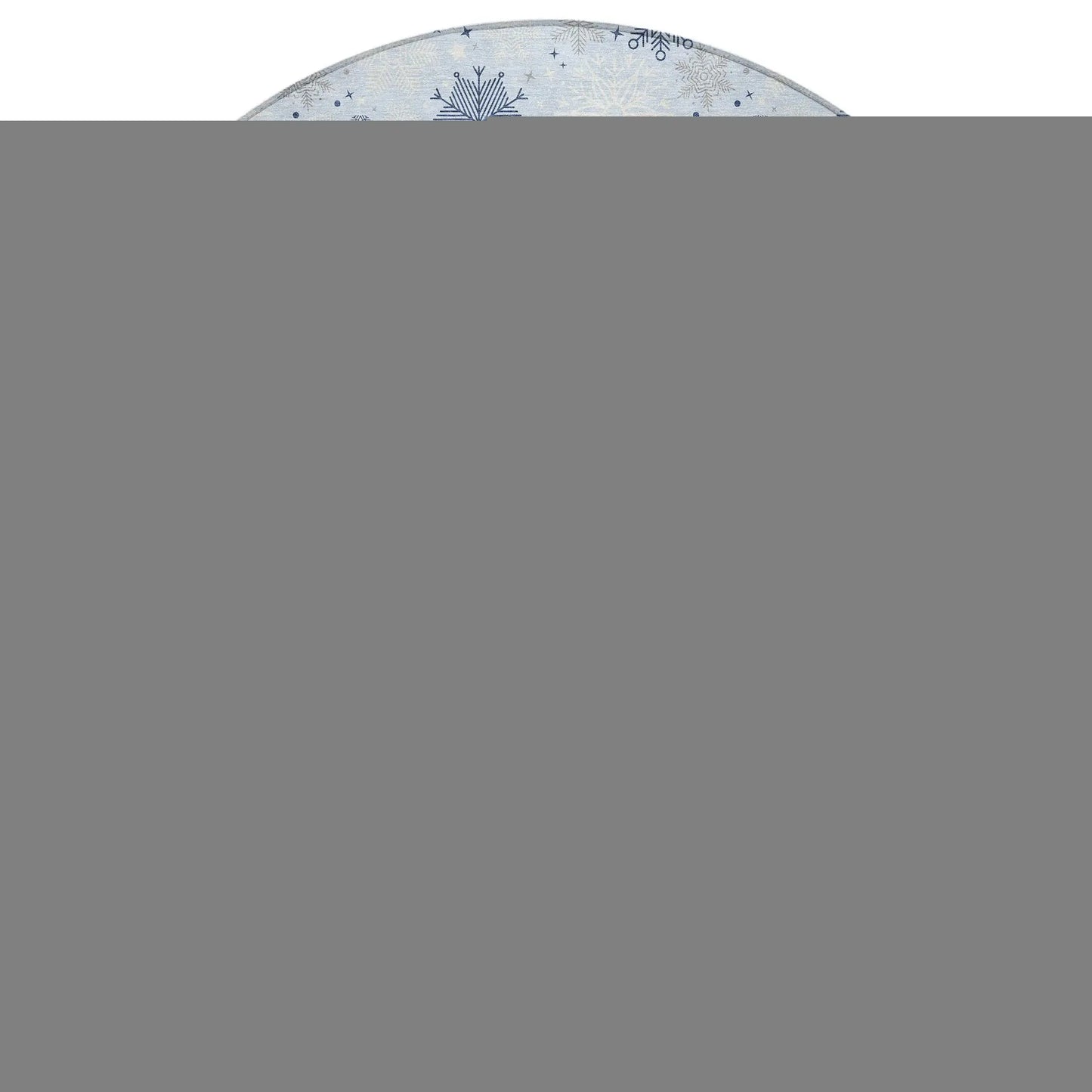 8' Sky Blue Navy Blue And Ivory Round Snowflake Washable Indoor Outdoor Area Rug - Homeroots - Flyclothing LLC