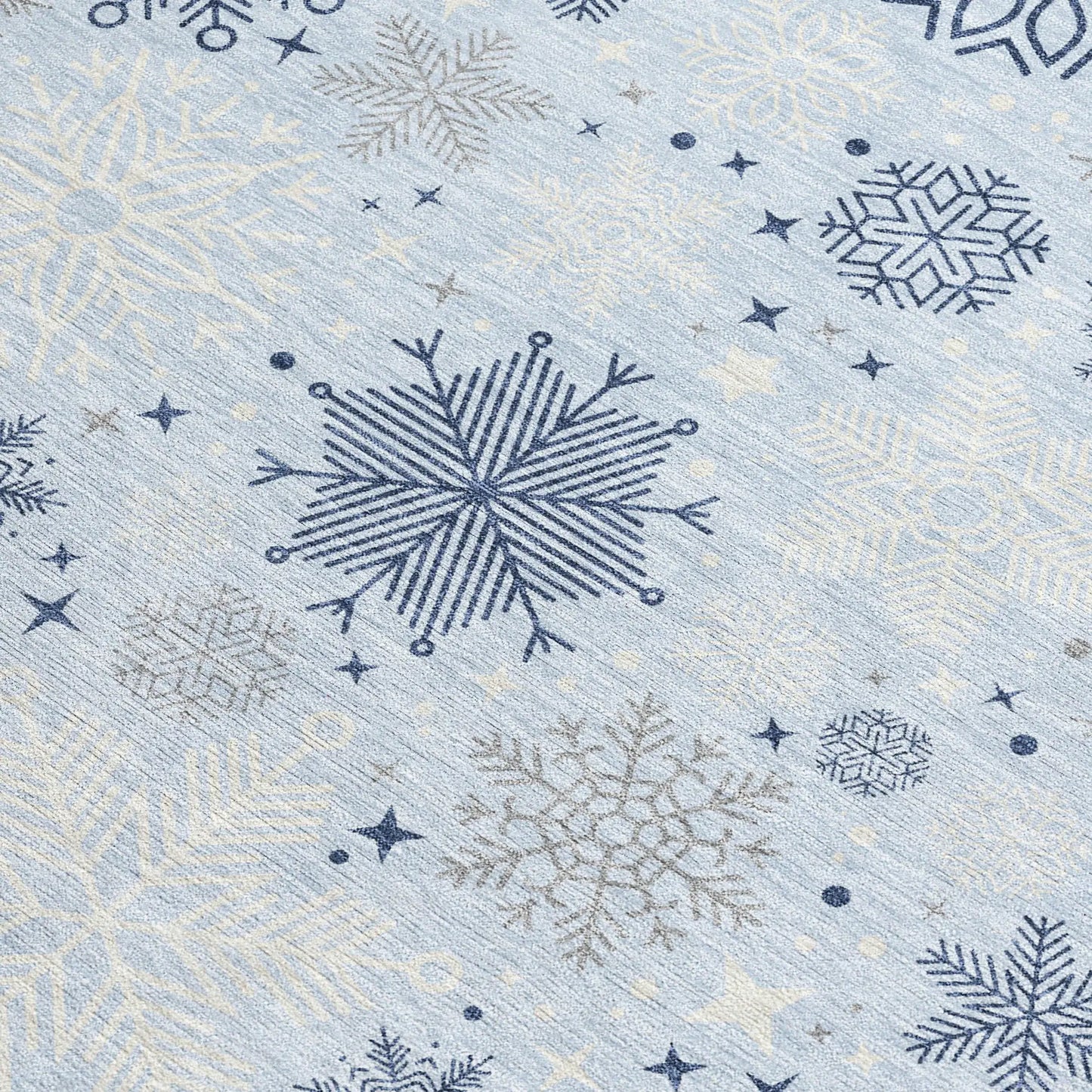 9' X 12' Sky Blue Navy Blue And Ivory Snowflake Washable Indoor Outdoor Area Rug - Homeroots - Flyclothing LLC