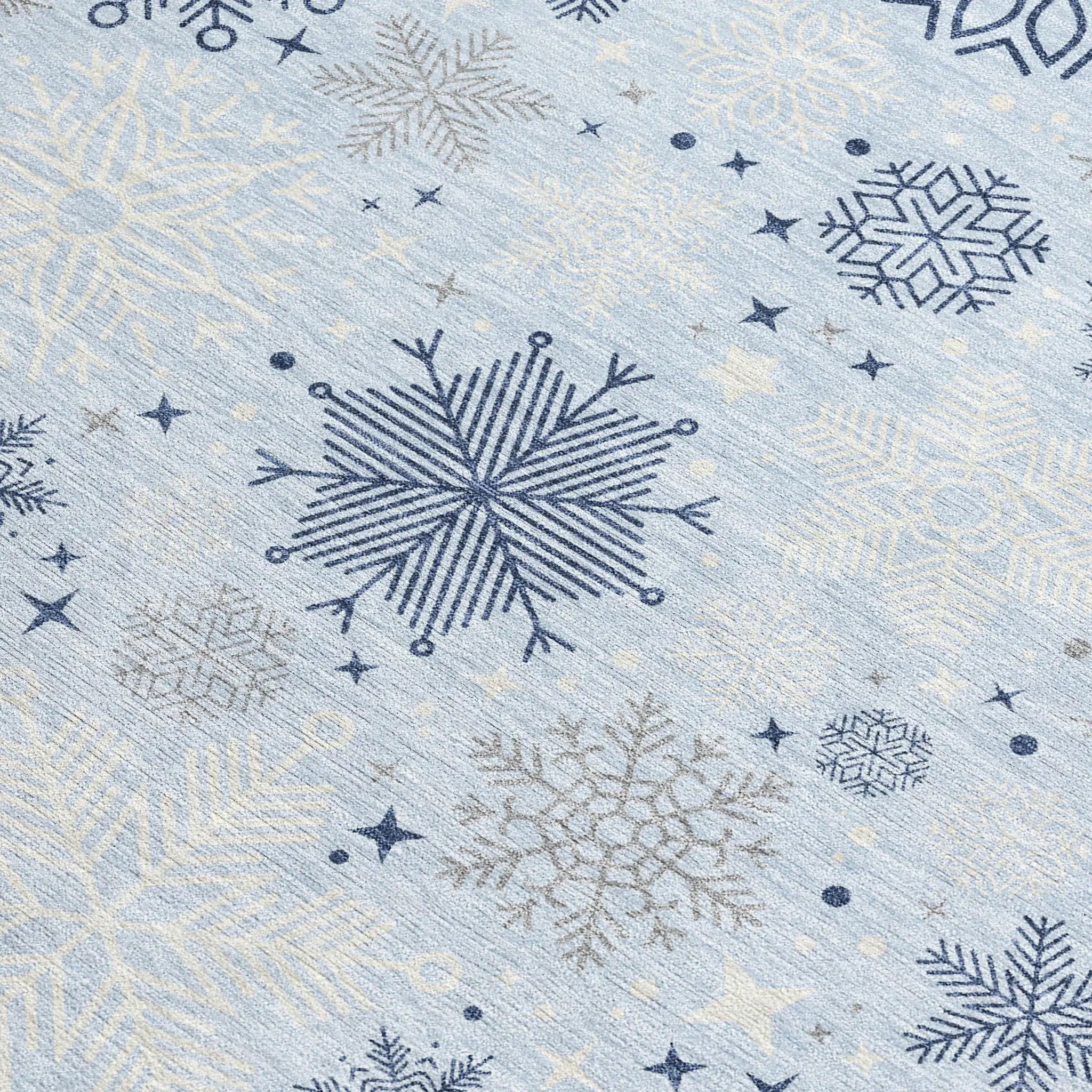 9' X 12' Sky Blue Navy Blue And Ivory Snowflake Washable Indoor Outdoor Area Rug - Homeroots - Flyclothing LLC
