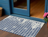 3' X 5' Blue Ivory And Gray Plaid Washable Indoor Outdoor Area Rug - Homeroots - Flyclothing LLC
