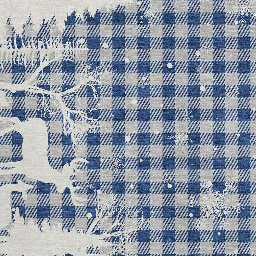 5' X 8' Blue Ivory And Gray Plaid Washable Indoor Outdoor Area Rug - Homeroots - Flyclothing LLC