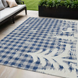 5' X 8' Blue Ivory And Gray Plaid Washable Indoor Outdoor Area Rug - Homeroots - Flyclothing LLC