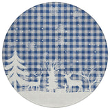 8' Blue Ivory And Gray Round Plaid Washable Indoor Outdoor Area Rug - Homeroots - Flyclothing LLC
