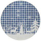 8' Blue Ivory And Gray Round Plaid Washable Indoor Outdoor Area Rug - Homeroots - Flyclothing LLC