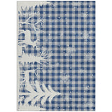 9' X 12' Blue Ivory And Gray Plaid Washable Indoor Outdoor Area Rug - Homeroots - Flyclothing LLC