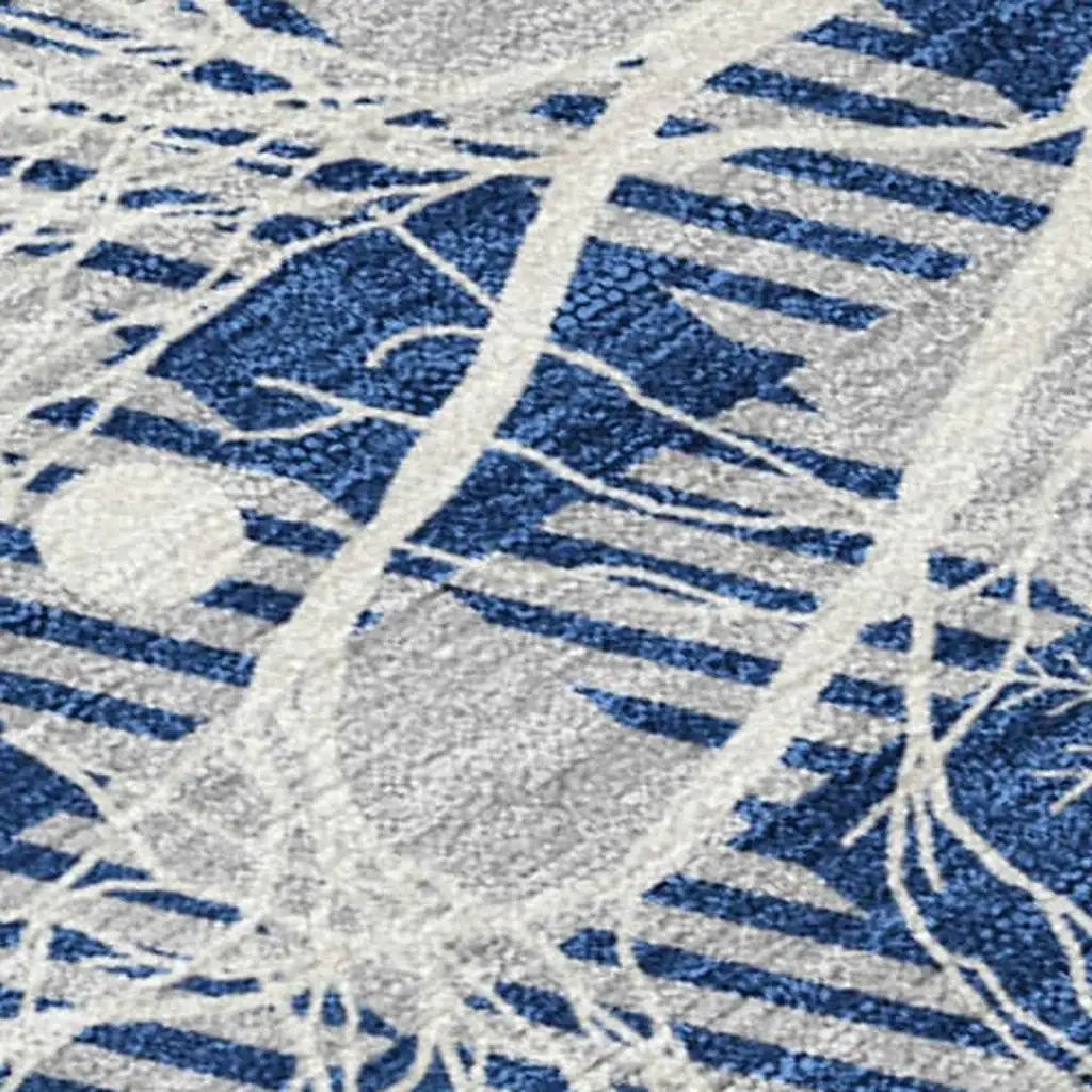 10' X 14' Blue Ivory And Gray Plaid Washable Indoor Outdoor Area Rug - Homeroots - Flyclothing LLC