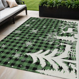 5' X 8' Green Black And Ivory Plaid Washable Indoor Outdoor Area Rug - Homeroots - Flyclothing LLC