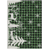 5' X 8' Green Black And Ivory Plaid Washable Indoor Outdoor Area Rug - Homeroots - Flyclothing LLC