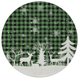 8' Green Black And Ivory Round Plaid Washable Indoor Outdoor Area Rug - Homeroots - Flyclothing LLC