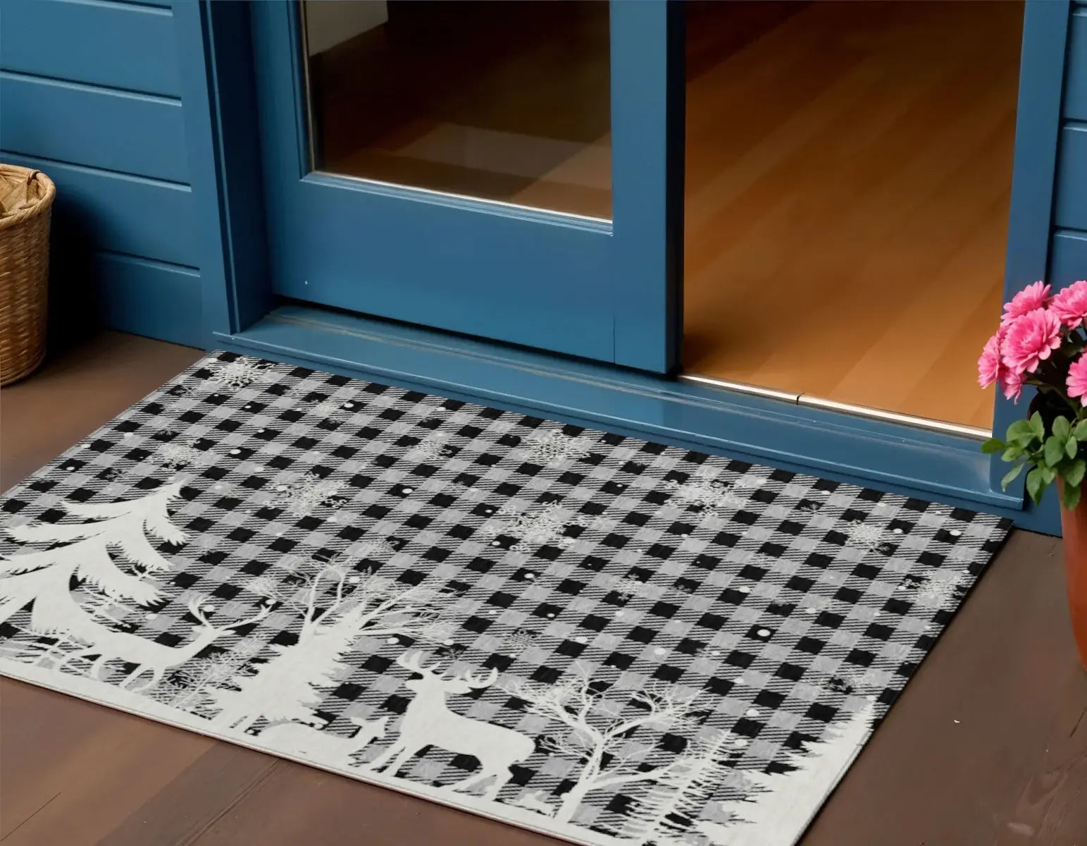 3' X 5' Gray Black And Ivory Plaid Washable Indoor Outdoor Area Rug - Homeroots - Flyclothing LLC