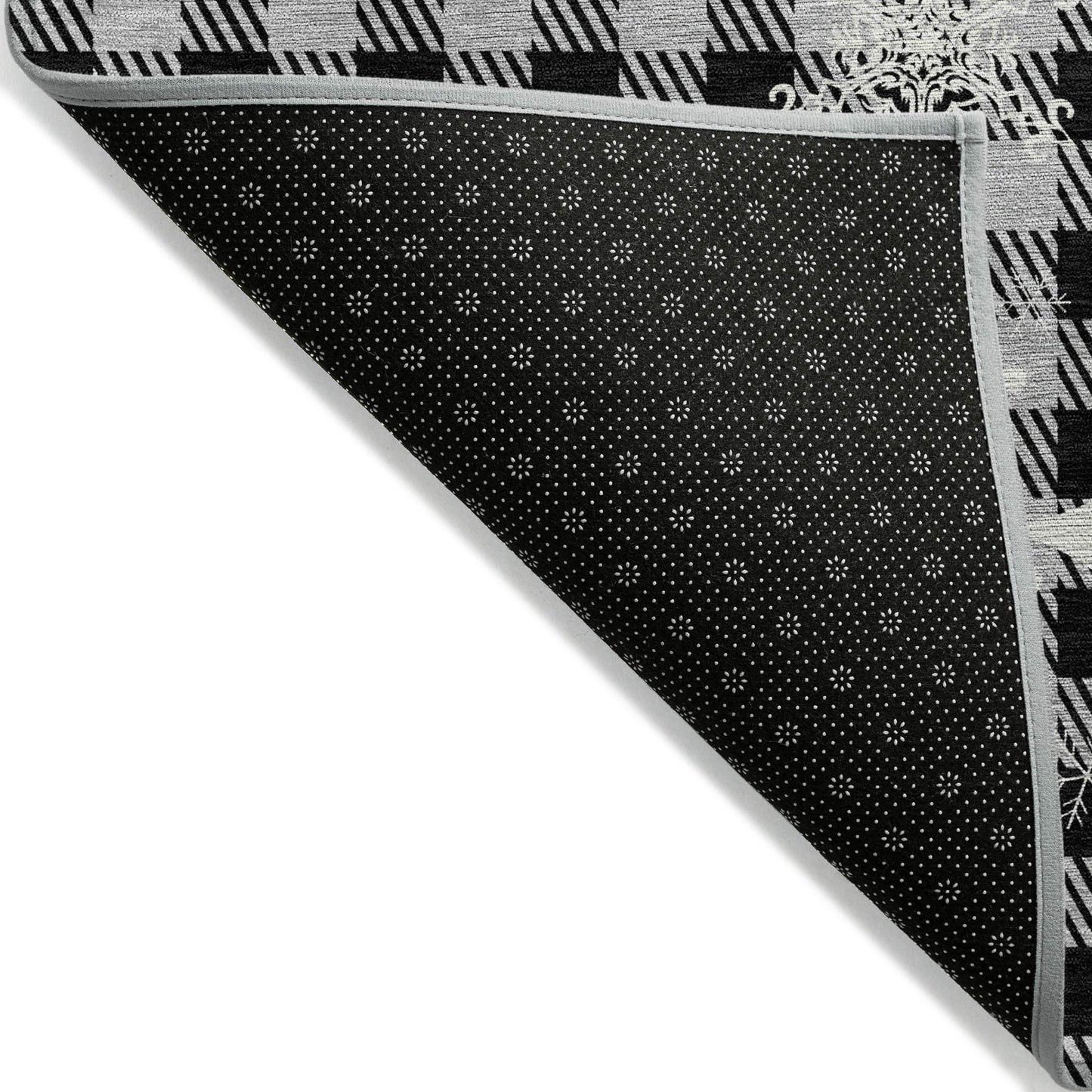 3' X 5' Gray Black And Ivory Plaid Washable Indoor Outdoor Area Rug - Homeroots - Flyclothing LLC